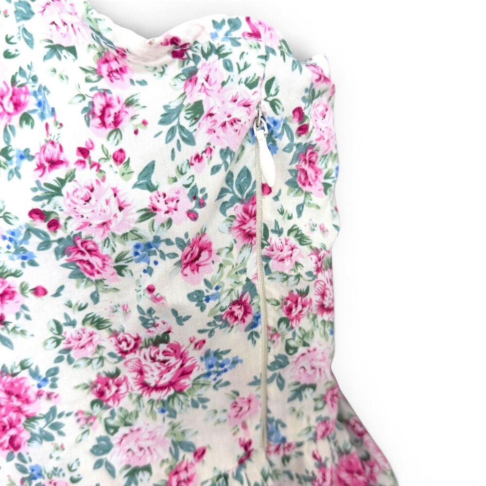 mable floral corset bodice mini bubble hem fairycore white, pink women's dress S - Picture 2 of 7